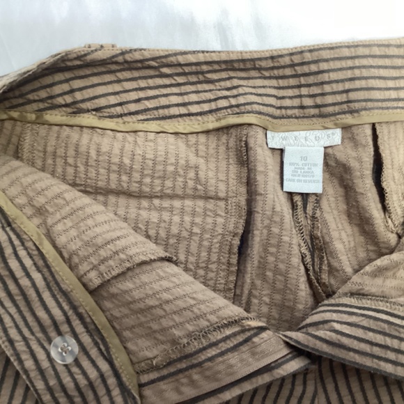 Tweeds Seersucker cotton brown stripe Capris with front and back pockets size 10 - Picture 15 of 16